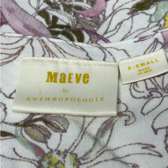Maeve by Anthropologie Pernille Floral 3/4 Sleeve V-Neck Blouse Size XS Romantic - Picture 5 of 6